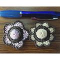 Button flowers #bf015 lot of 2 crochet decorati...
