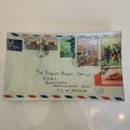Heidi Rodale Glass Decoupage Tray "Postage Stam...