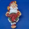 SANTA CLAUS Christmas STOCKING HOLDER Mantel Ha...