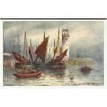 Yorkshire SCARBOROUGH Harbour Art Postcard by B...