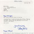 Jeffrey Archer Vintage Hand Signed Letter On He...