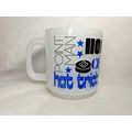 Vintage Glass Mug Black/Blue Ice Hockey - "face...