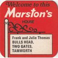 BEER MAT - MARSTONS BREWERY - BULLS HEAD, TAMWO...