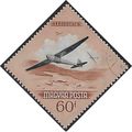 Mi 1378: 60 f. orange-brown/deep grey-blue Flyi...