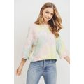 Tie Dyed 3/4 Sleeve Round Neck Top