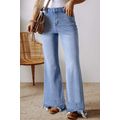 Ashleigh Blue Acid Wash Raw Hem High Waist Flar...