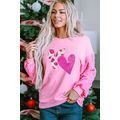 Pink Valentines Heart Graphic Sequin Patchwork ...
