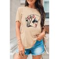 Khaki Poker Queen Embroidered Graphic Tee