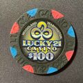 Lucky 21 $100. CASINO CHIP - Woodland, Washingt...