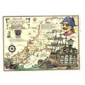 CORNWALL TREASURE MAP vintage used postcard vgc...
