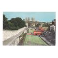 YORK MINSTER FROM CITY WALLS unused vintage pos...