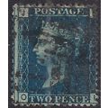 GB 1858 - 76 QV 2d Deep Blue ( O & I ) Victoria...