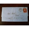 1865 GB QV 1d Red stamp JS Plate 97 entire Fish...