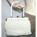 New Vintage 1960 Hand Made Creamy White Hand Bag