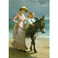 Art JANE MARIA BOWKETT The Donkey Ride Postcard...