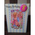 Age 8 Birthday Card with Badge (girls) - 001