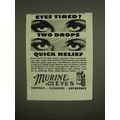 1945 Murine For Your Eyes Ad - Eyes tired? Two drops quick relief