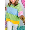Light Blue Color Block Exposed Seam Patchwork P...