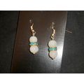 Elegant round pale grey & rainbow turquoise cry...