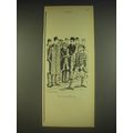 1963 Moss Bros Fashion Ad - art by Anton (Antonia Yeoman) - Surely he's Heard