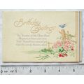 1937 Birthday card - bird & flowers