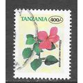 TANZANIA 1989 400/- HIBISCUS ROSA SINENSIS USED