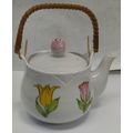Vintage Tulip Time Teapot White Ceramic Tulips ...