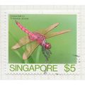 SINGAPORE 1985 INSECTS DRAGONFLY $5 USED