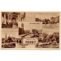 PRINTED MULTI-VIEW POSTCARD OF DERBY POSTED 195...