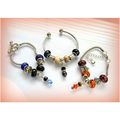 Set of 3 Charm European Beads Silver Tone Brace...