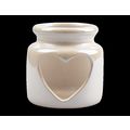 White Pearlised Ceramic Tea Light Holder with H...