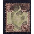 GB 1902 - 10 KEV11 4d Brown & Green Used Stamp....