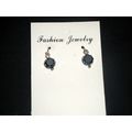 Small black octagon earrings petite adult or ch...