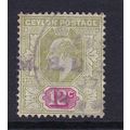 CEYLON 1904-5 EDVII 12c USED SG282