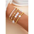 Gold Pearl Plated Alloy Multi Layer Stretch Bra...