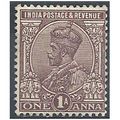 India 1926 SG203 1a Chocolate Mounted Mint .