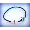 Summer Gift Love Clasp Woven Bracelet Blue Bead...