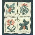 1254-1257 5c Christmas Fine MNH Zip Blk/4 UR MA...