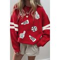 Fiery Red Cheer for Game Day Sequin Patched Ove...