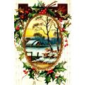 1909 Christmas House Holly Winter Embossed Post...