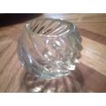 Crystal tealight candle holder round heavy good...