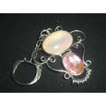 Manmade opalite & rose quartz keyring bag phone...