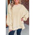 Contrast Stitching Split Baggy Sweatshirt