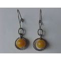 Silver Circle Earrings Orange Bead Silver Rope ...