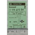 1984 British Rail weekly ticket, Gravesend to Z...