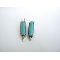 Small turquoise blue stone silver metal alligat...