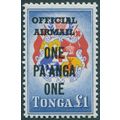 Tonga 1967 1p on £1 yellow, red & blue Official...