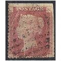 1858 SG43 1d Red Plate 108 Good Used Check Lett...