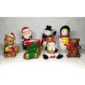 Christmas Figurines Santa, Snowmen, Kitty, Stoc...