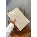 Oatmeal Straw Woven Wrist Strap Zipper Large Wa...